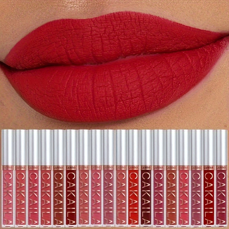 CAKAILA 10pcs Matte Lip Gloss Set in Red Shades, Long-Lasting, Waterproof, Non-Fade, Matte Finish, Suitable for All Skin Types and Adult Use