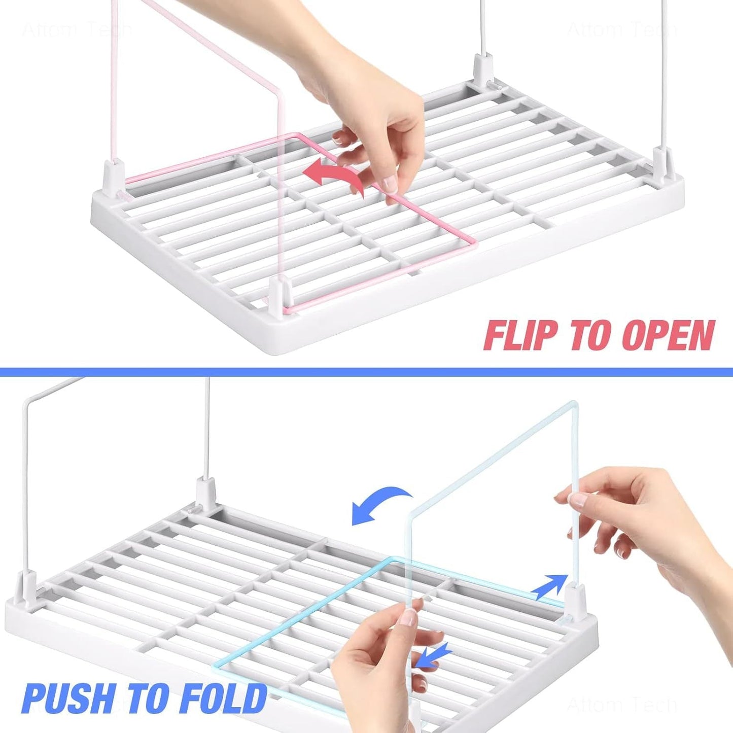 Get your hands on the Nihome 4-Pack Stackable Kitchen Storage Shelves now! These foldable open-storage organizers are made of durable high-quality PP and metal, ensuring a rust-proof design. Expandable for cupboard and counter use, these shelves require