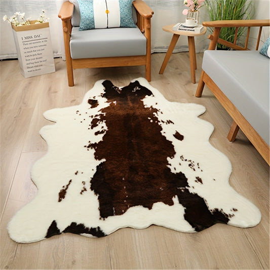 High-quality Faux Cowhide Rug - Stain-resistant, Easy to Clean, Ideal for Bedroom and Living Room - Stylish Western-inspired Animal Print Carpet for Home Decor