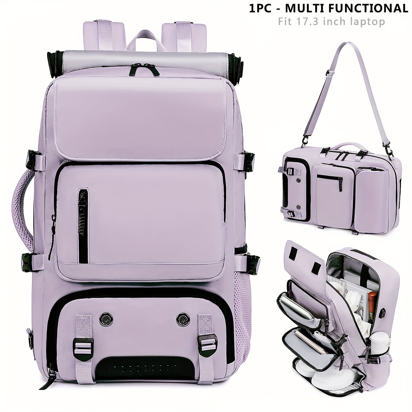 Versatile large backpack with shoe compartment & USB port for outdoor activities, business, and college. Great gift idea for men and women.