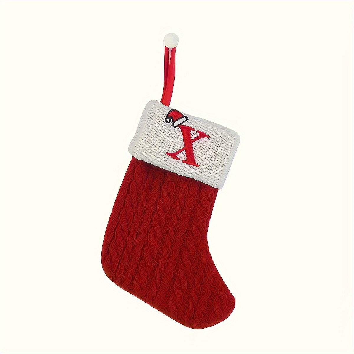 Knitted polyester stockings with personalized initials for festive parties, no electricity required.