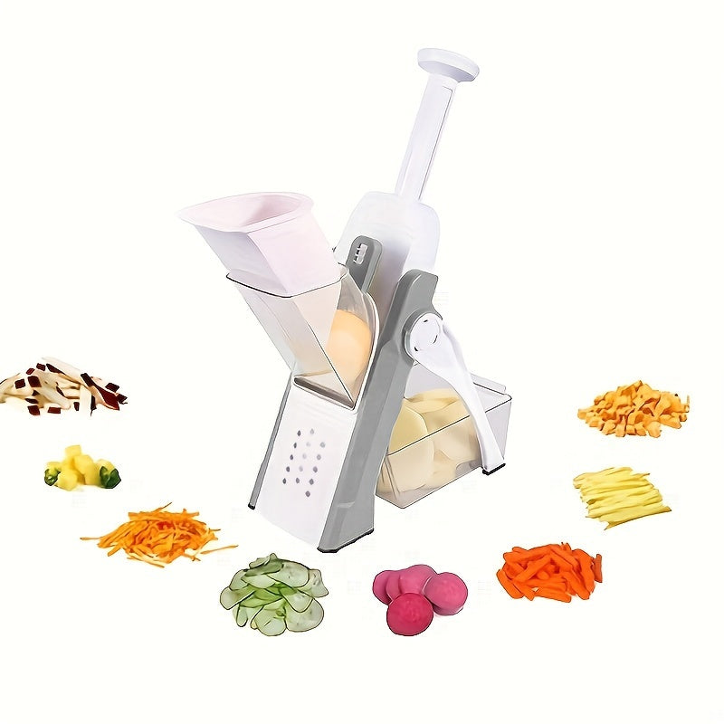 Adjustable Slicer - Manual Vegetable Chopper, Potato Slicer, French Fry Cutter, Salad Maker - Easy-to-Clean Kitchen Tool with Stainless Steel Blade