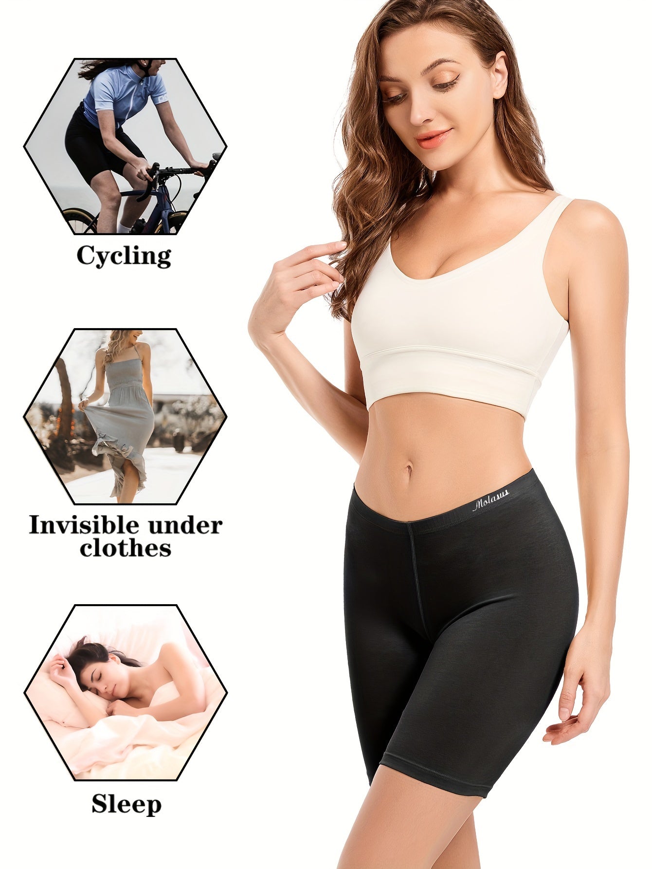 4pcs Women's Slimming Shapewear Shorts with Breathable Soft Blend, Butt Lifting Biker Style in Solid Color and Letter Graphic Underwear.