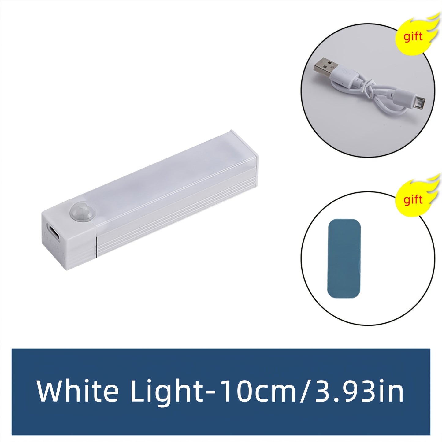 Wireless LED motion sensor light in multiple sizes, ideal for various rooms and spaces, USB rechargeable