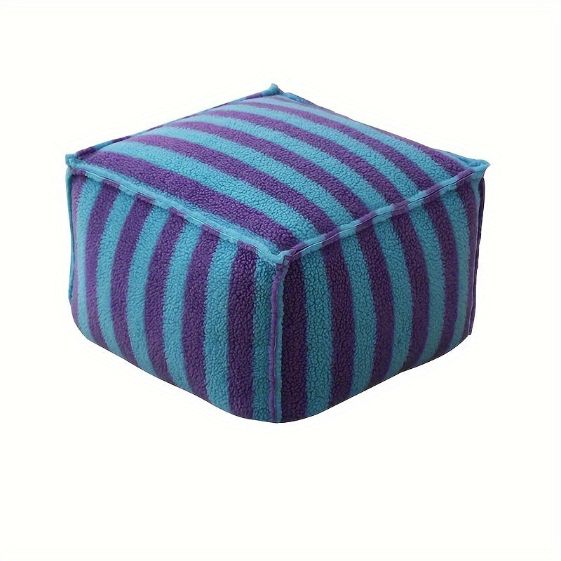 Square Foam Stool Cushion with Knitted Red & Black Striped Design - Non-Wooden, Electricity-Free for Living Room, Floor, Shoe Changing, Tatami - Decorative Seating with Soft Striped Pattern