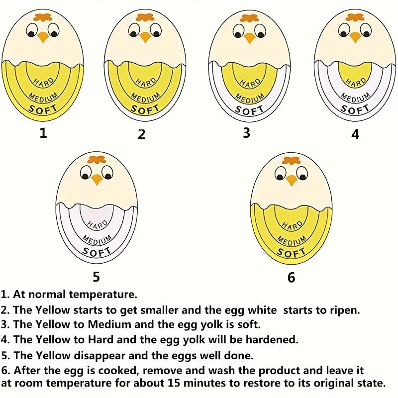 1pc Red/Yellow Changing Egg Timer and Boiled Egg Holder - Safe and fun kitchen accessory for soft and hard boiled eggs, no guessing needed.