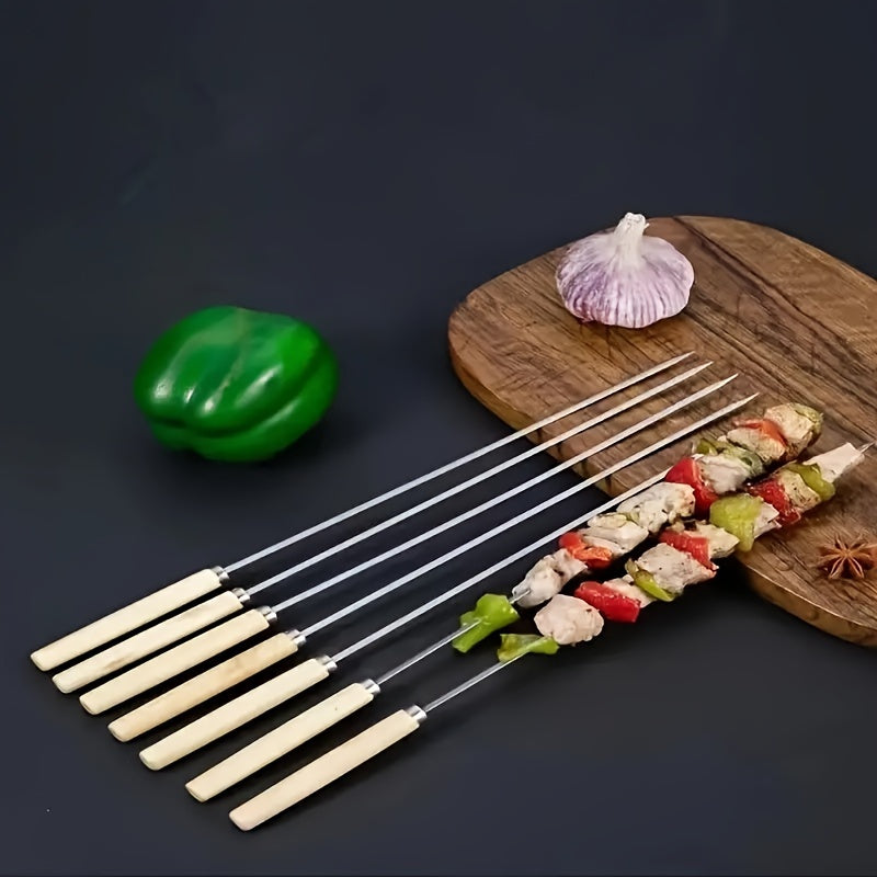 30 wooden handle barbecue skewers, thickened barbecue brush, steel chicken wing skewers, BBQ tools, kitchen supplies, utensils