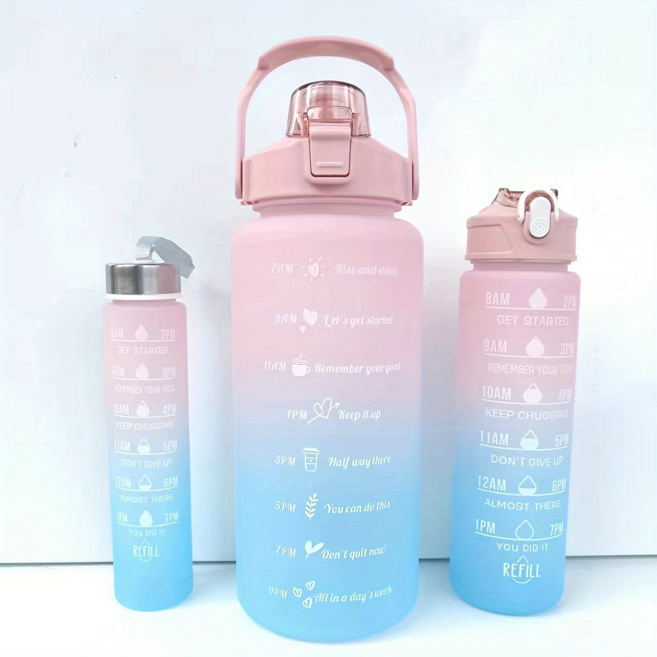 Leak-proof sports water bottles with straw, time marker, and various sizes - ideal for office, school, gym, and workout - motivational and durable - back to school essentials.