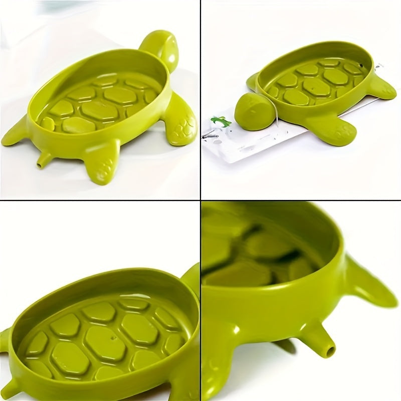 Turtle-shaped soap dish: Easy drainage, durable plastic, no lid. Perfect bathroom accessory.