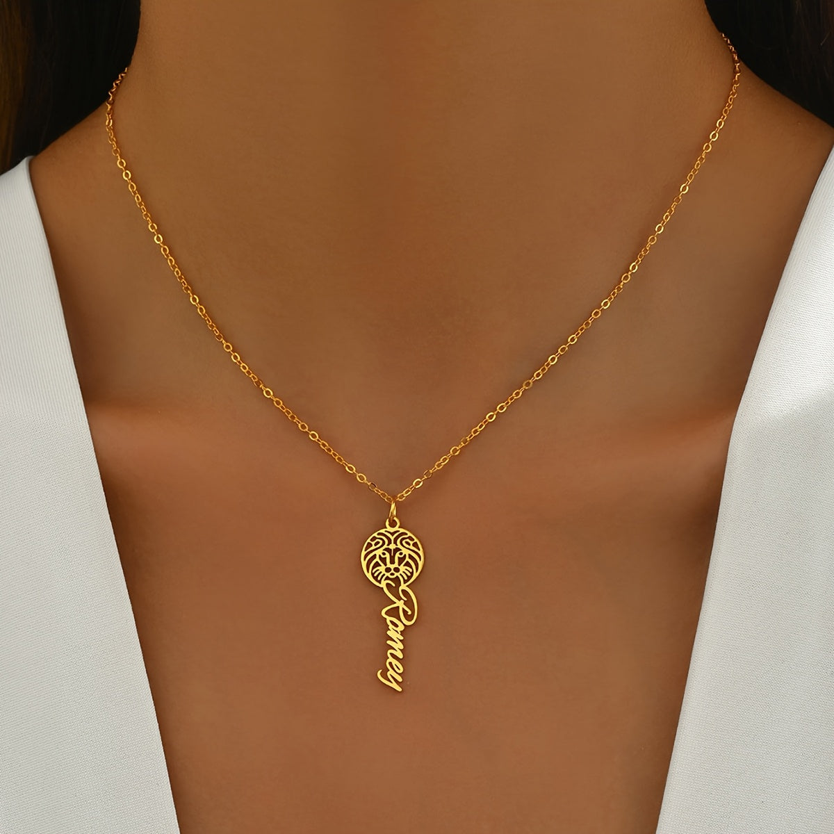 18K Golden Plated Stainless Steel Pendant Necklace with Custom Zodiac Name - Elegant and Minimalist Astrology Jewelry, Perfect for a Birthday or Mother's Day Gift.