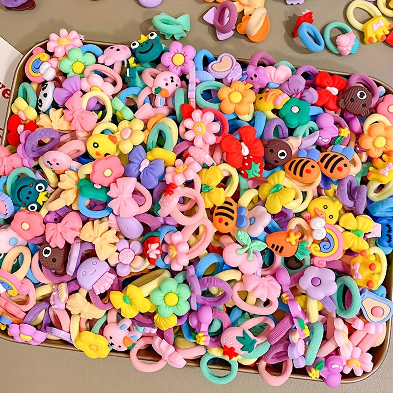 50/80/120 Sets of children's hair rings with assorted designs, suitable for toddlers.