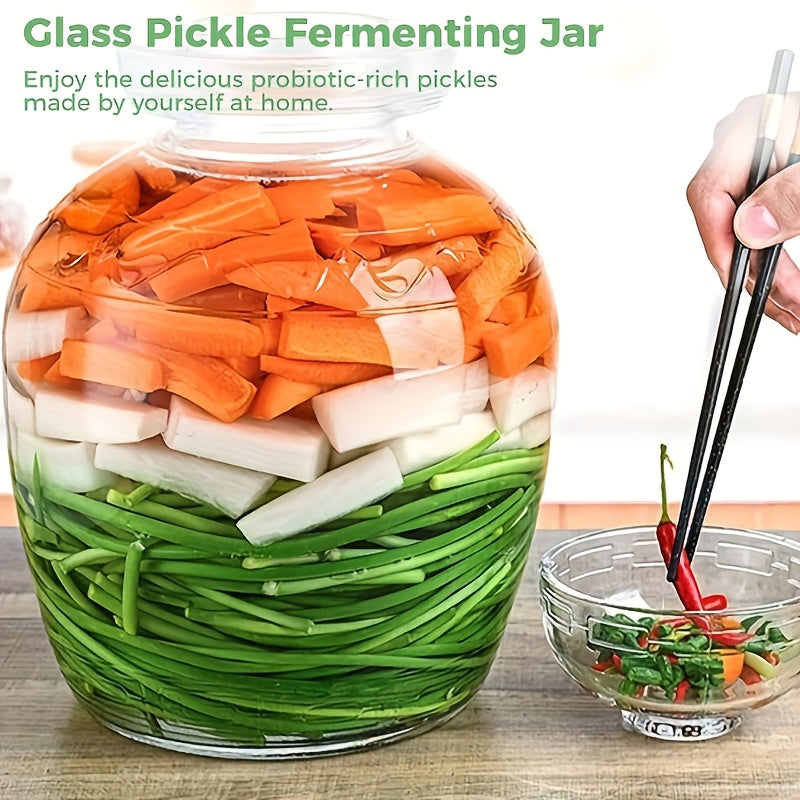 Glass fermentation jar: 2500ml/84.53oz, 6cm/2.36inch, 24cm/9.45inch, 16.8cm/6.61inch - Ideal for kimchi, pickles and more - Sturdy and moisture-resistant.