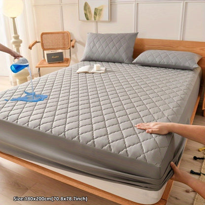 Waterproof mattress protector cover - quilted, machine washable, water-resistant. 80-85gsm polyester & polyurethane blend. Suitable for bedroom, dorm, hotel. Pillowcase not included.