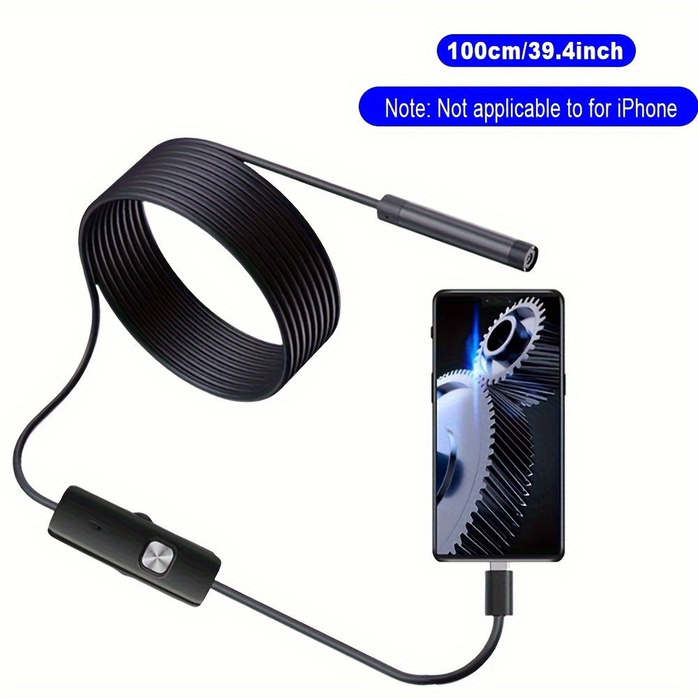 1m/2m adjustable soft wire endoscope camera with 7mm diameter, compatible with Android Type-C USB. Suitable for car inspection with 640*480P resolution.