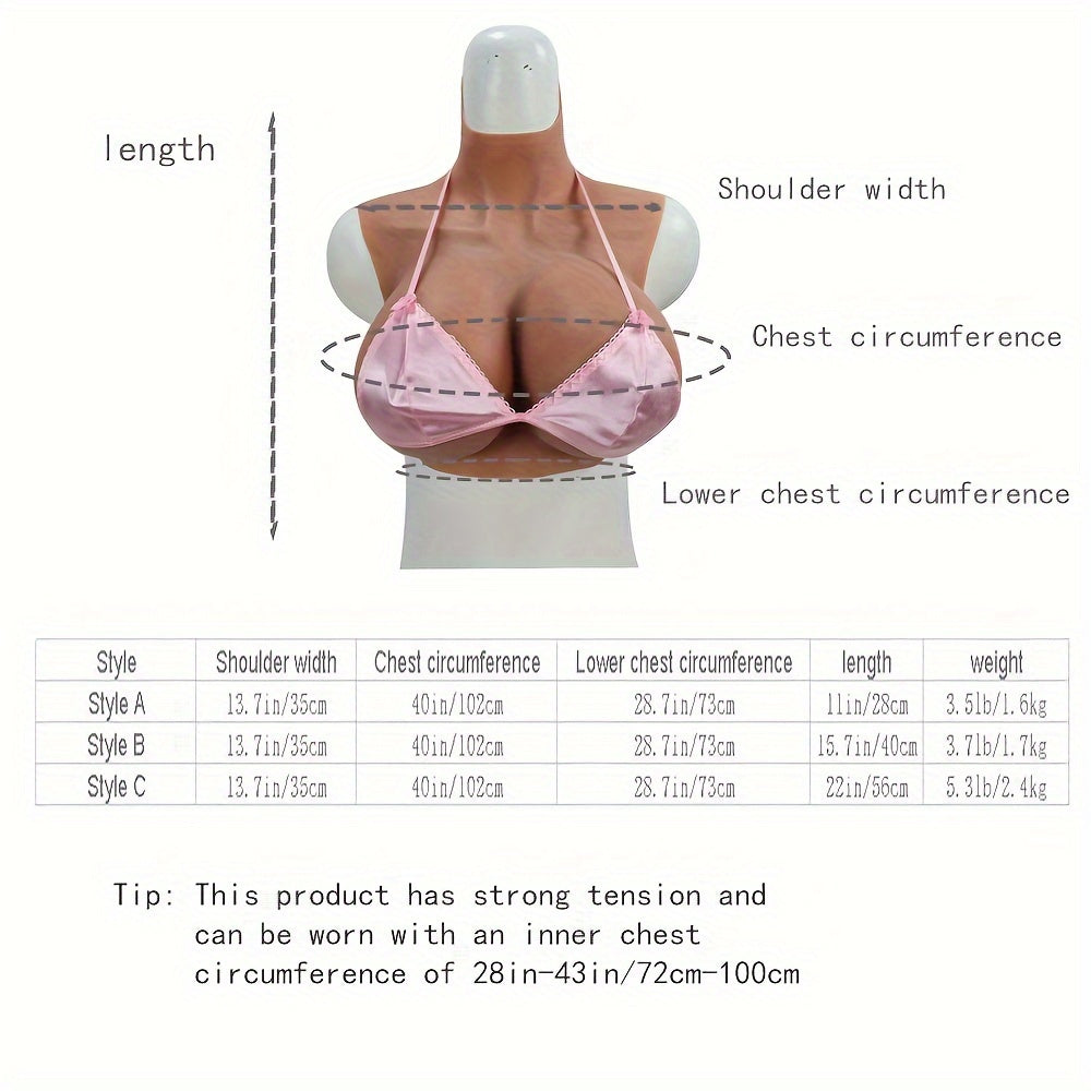 1pc Large Cup Silicone Fake Breasts for Cross-dressing and Role-playing