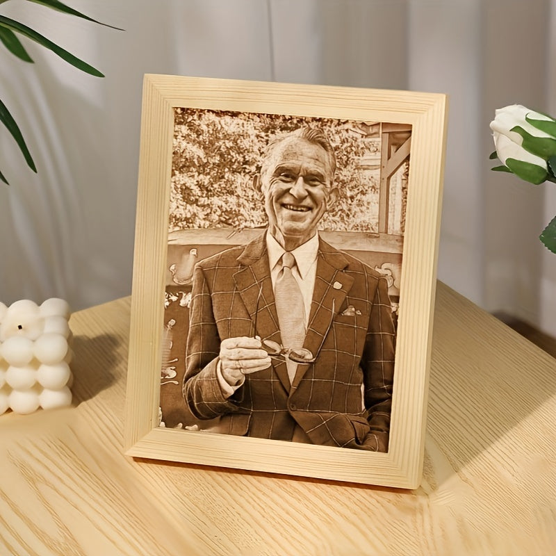 Unique Photo Gift - Handcrafted Wooden Frame Engraving - Ideal for Celebrating Birthdays, Anniversaries, Weddings, Valentine's Day, or Enhancing Home Decor - Suitable for Ages 14+