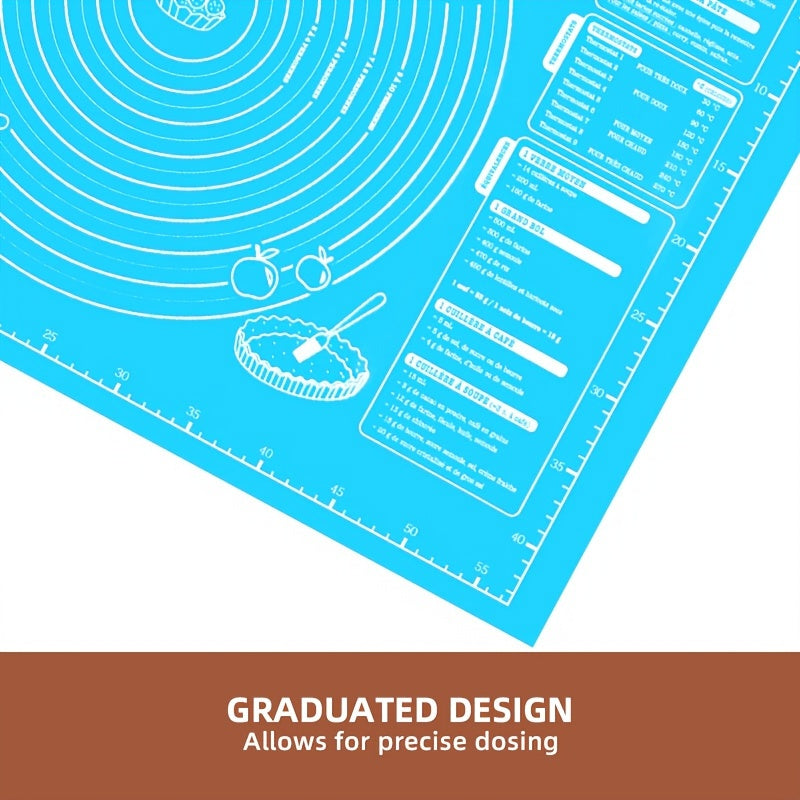 Non-stick Silicone Pastry Mat with Measurements - Perfect for Baking & Kneading, Heat and Slip Resistant, Ideal for Rolling Dough and Making Pie Crusts, 1 Piece.