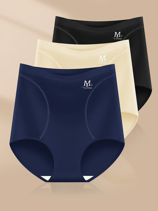 Seamless high waist label print panties for women, ideal for fall and winter.