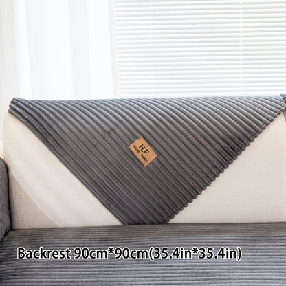 Thickened plush sofa cover with modern style to protect against dirt, slips, scratches and pets in home or office.