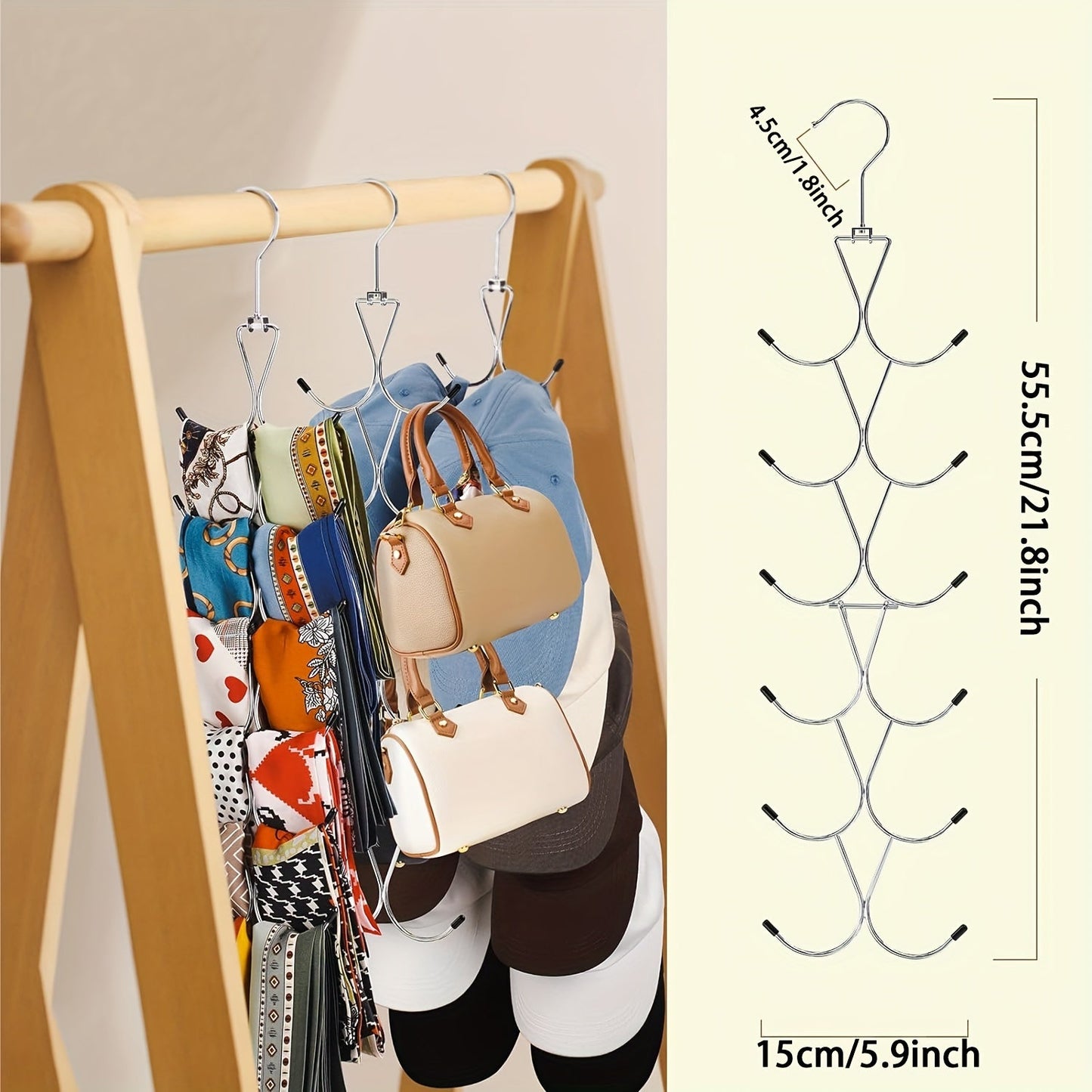 Non-slip Ties Hanger with Multiple Hooks, 360° Swivel Belts Rack for Scarves and Ties, Closet Organizer for Saving Space in Household, Wardrobe, Dorm, and Home – Perfect Gift for Men and Boyfriends