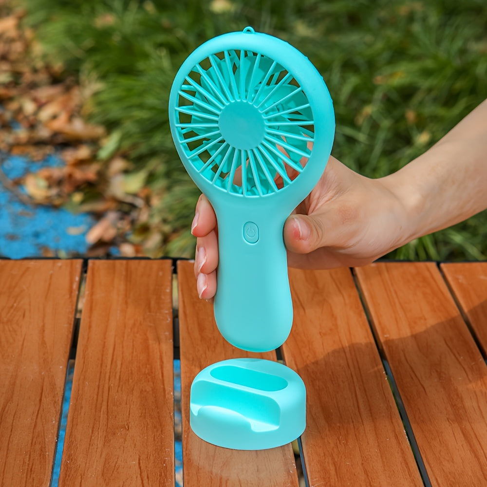 USB Rechargeable Handheld Fan with Pocket Cooling Function, Ideal for Students, Office, Travel and Outdoor Use, Features Phone Holder