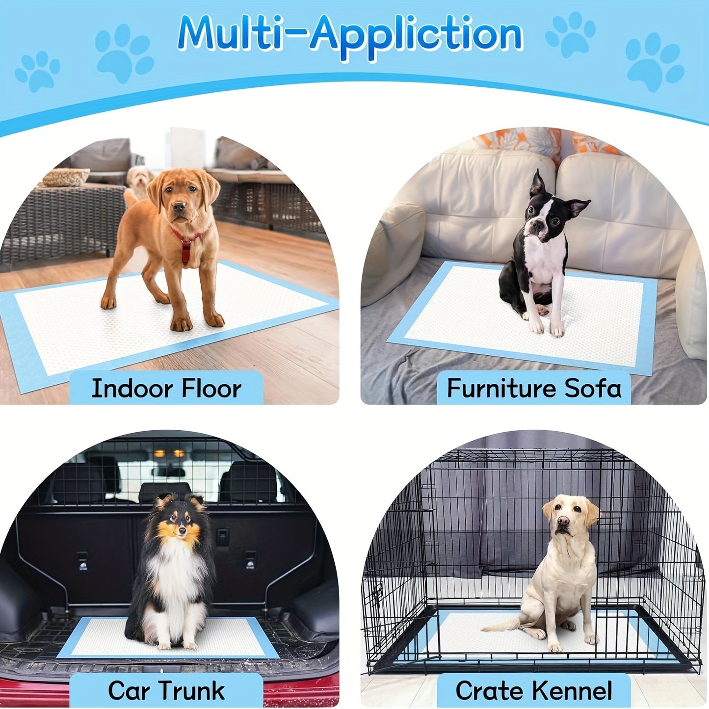 80pc 55x85cm Premium Disposable Training Pads for puppies with 6 layers of protection for quick absorb and odor control.