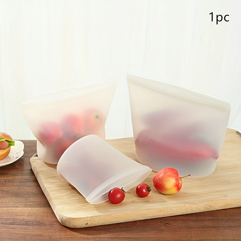 Top Pick! Silicone Food Storage Bag - Keep Your Fruits, Vegetables, and Milk Fresh with This Reusable Self-Sealing Bag. Safe for Kitchen Fridge, Food Contact, and Freezer Storage.