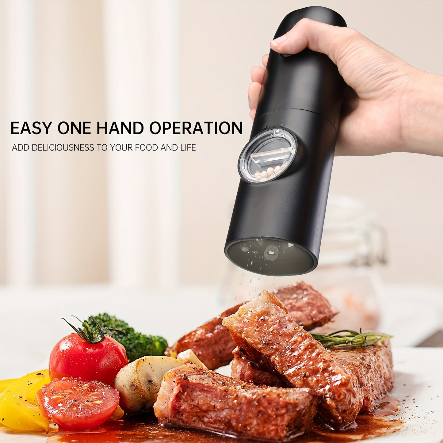 1pc Automatic Rechargeable Electric Pepper Grinder, 5.49cm X 4.98cmX7.08.