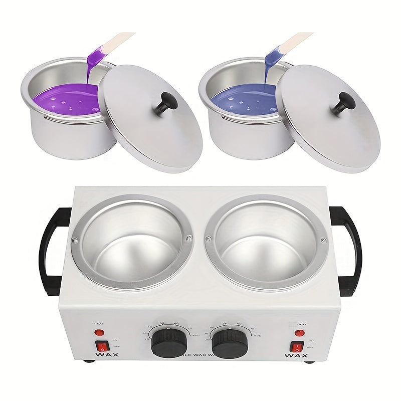 Dual waxing machine with adjustable temperature for professional hair removal in salons.