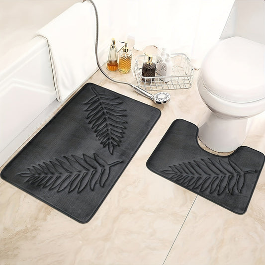 Polyester Blend Bath Rug Set featuring Geometric Pattern - Stain Resistant, Low Pile, Machine Made Non-Woven Memory Sponge Mats - Dry Clean Only - Universal Holiday Door Entrance Mat for Bathroom, Living Room