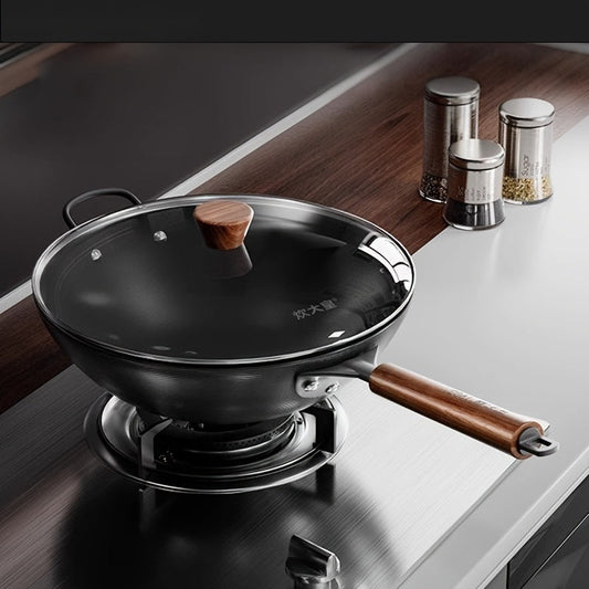 Introducing the COOKER KING Ultra-Iron Wok: Featuring 24-Hour Anti-Rust Treatment, Healthy Zero Coating, and Compatibility with Gas Stoves - Now in 27.94cm, 30.48cm, 33.02cm, and 38.1cm Sizes, Perfect for Fall Cooking.