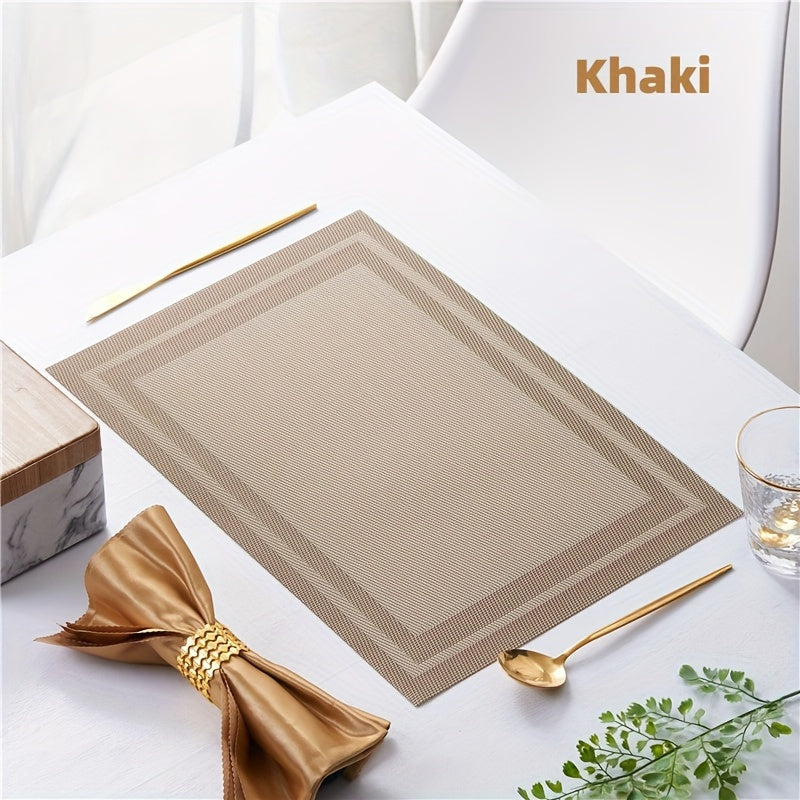 4-piece household kitchen insulation table mat, water and heat-resistant, simple design for hotels, bars, and tea cups. Thick striped mat for protection.