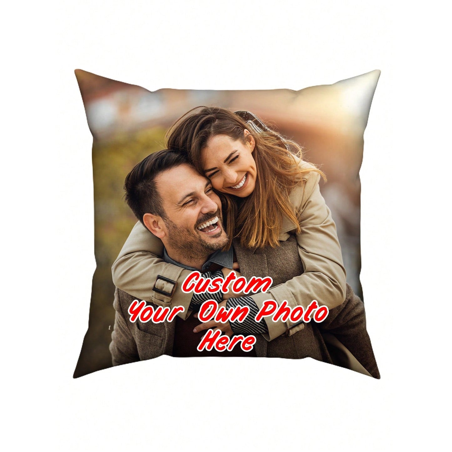 Customized pillowcase with a single-sided print featuring a couple's photo - ideal for Mother's Day, Father's Day, Thanksgiving, and Teacher Appreciation gifts. Made from a soft polyester blend in a variety of colors.