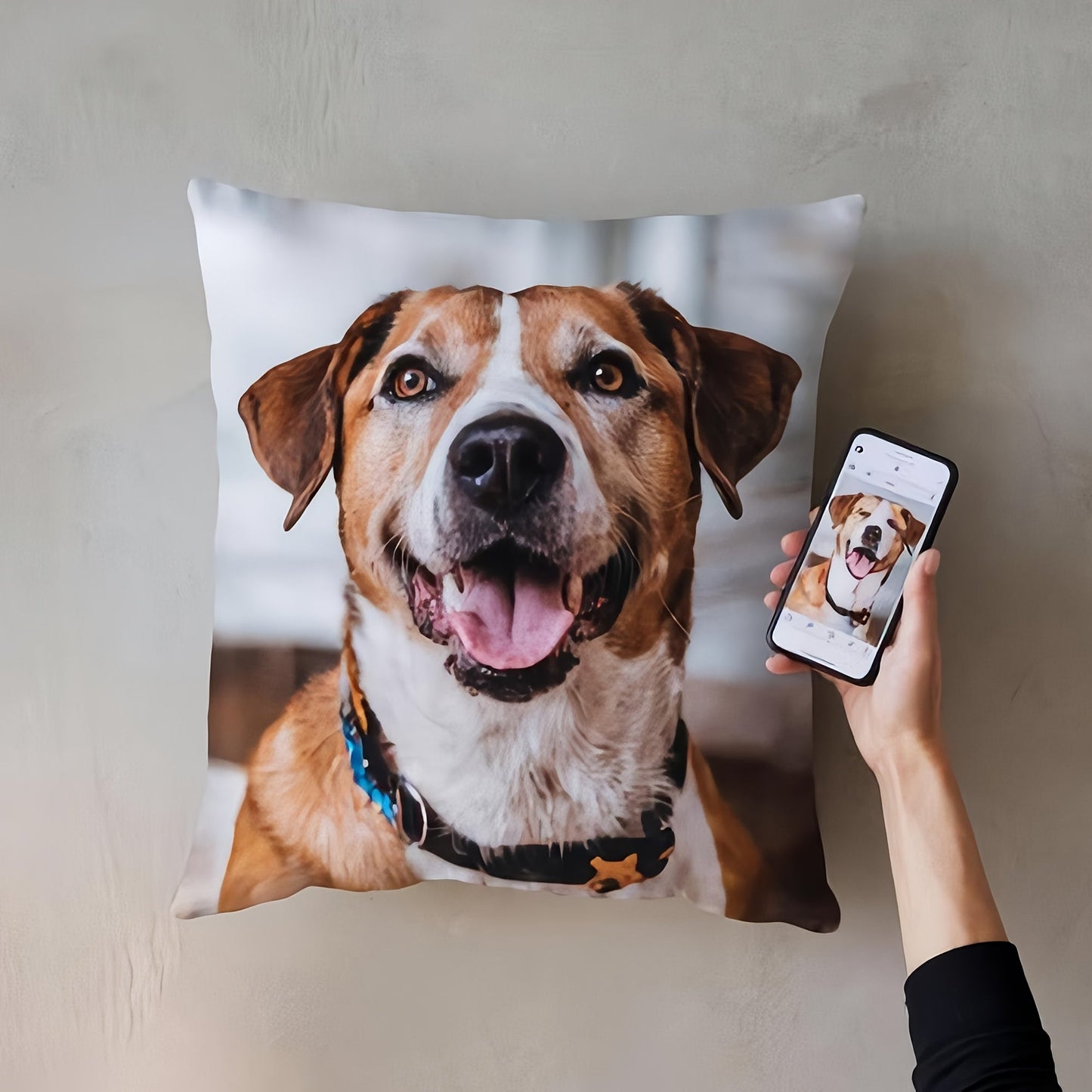 Soft Short Plush Custom Pet Photo Pillowcase, Single-Sided Print - 45.72x45.72 cm - Perfect for Home & Sofa Decor - Cushion Not Included - Great Valentine's Day Gift Idea