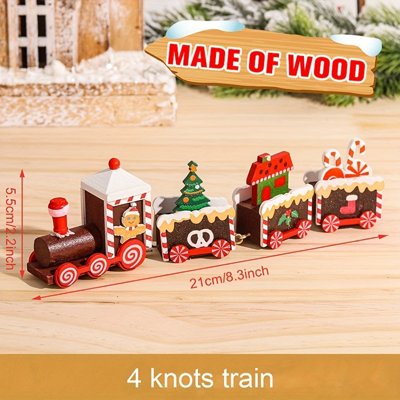 Wooden train ornament for a Merry Christmas celebration - ideal tree decor and gift.