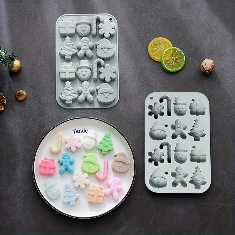 1 piece of a Christmas Chocolate Mold, 3D Silicone Mold with 14 cavities for cakes and puddings. Includes baking tools, kitchen gadgets, and accessories.