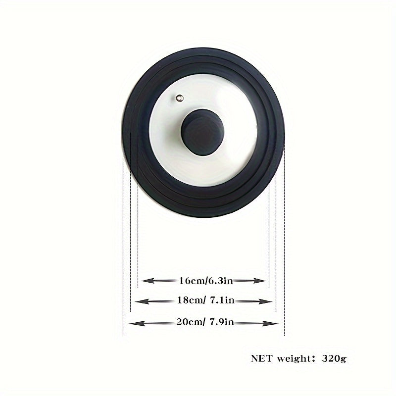 Закаленная стеклянная крышка с силиконовым краем, термостойкая от 230°F до 450°F, прозрачная и ударопрочная, с прочной герметичной ручкой, совместима с различными размерами кастрюль - кастрюля не включена