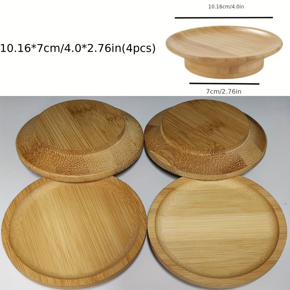 Set of 2/4/10 Bamboo Blank Wine Glass Charcuterie Toppers for DIY Boards - Round Appetizer Plates & Coasters - Perfect for Wedding Parties, Bars, Restaurants, and Family Gatherings.