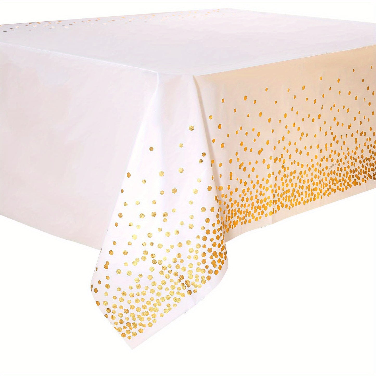 Disposable golden dot waterproof tablecloth, 137x274cm, for parties and events.