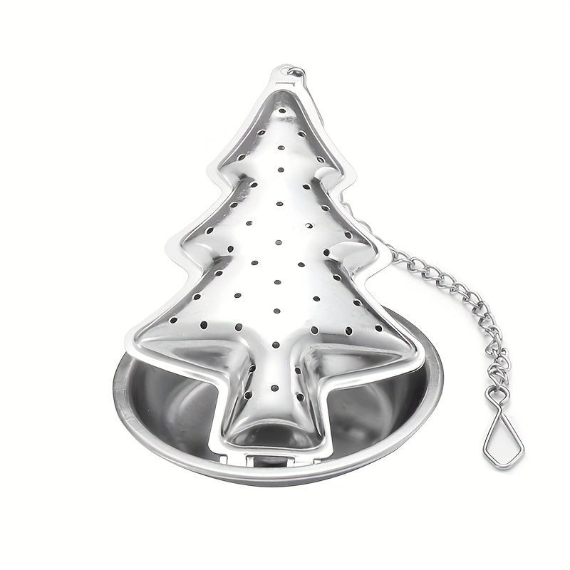 Festive Christmas Tree-Shaped Stainless Steel Tea Infuser - Ideal Loose Leaf Tea Strainer for Holiday Celebrations, Tea Parties, and Gifts - Includes Chain for Easy brewing and Tea Gifts