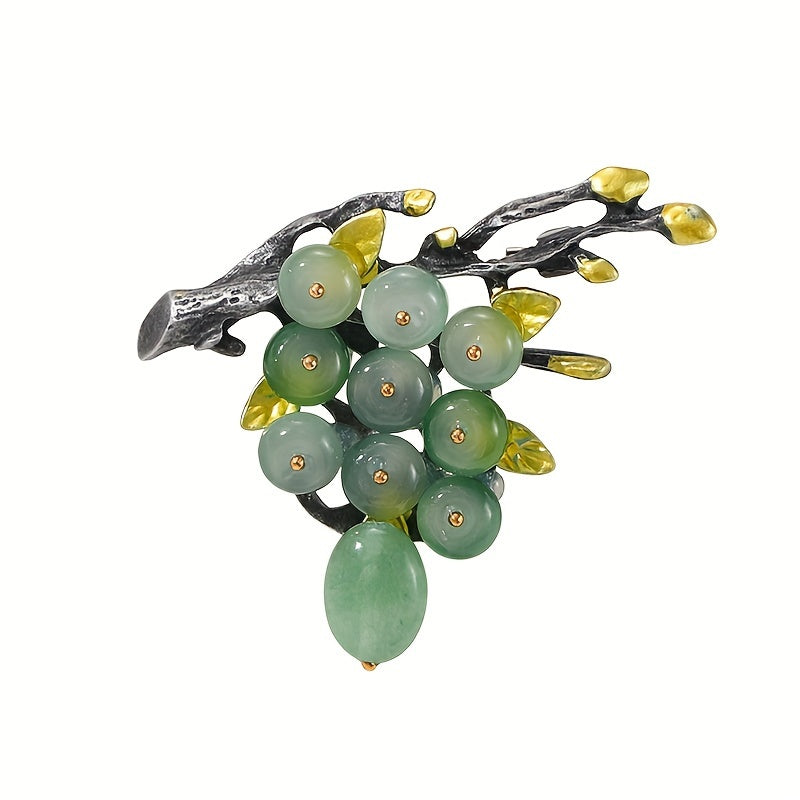 Vintage Grape Cluster Brooch Pin - Stylish Lapel Pin made of Alloy for Women's Suits & Dresses, Charming Addition to Sweaters and Coats, Great Gift Idea