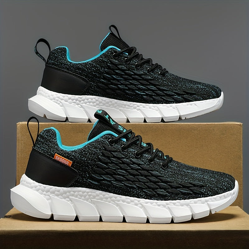 Breathable lace-up sneakers with shock-absorbing feature for men's running.