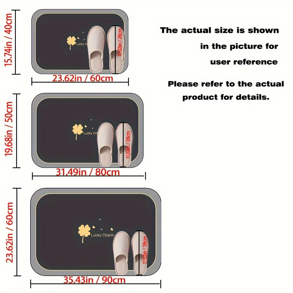 Роскошный быстро-сохнущий геометрический коврик для ванной с дизайном клевера - ультра-впитывающий, нескользящий, влагостойкий, мягкий, комфортный, легкий в уходе для душа, прихожей и полов в ванной.