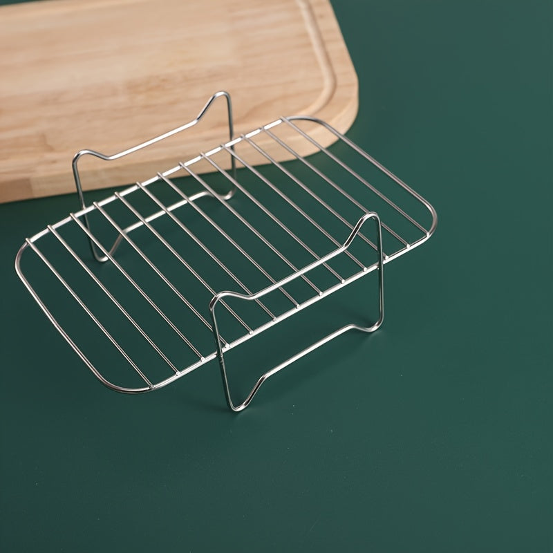 Multi-functional Stainless Steel Steamer & Baking Rack - Ideal for Air Fryers, Kitchen Tools & Add-ons.