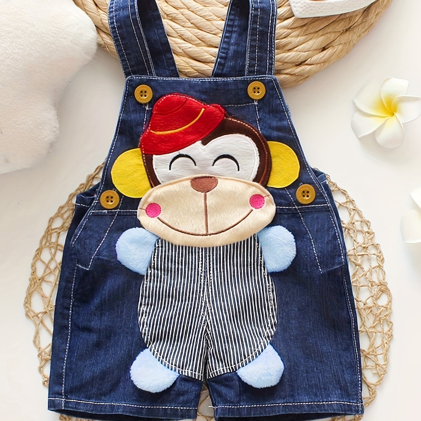 Summer overalls featuring cute dog pattern for baby boys and girls