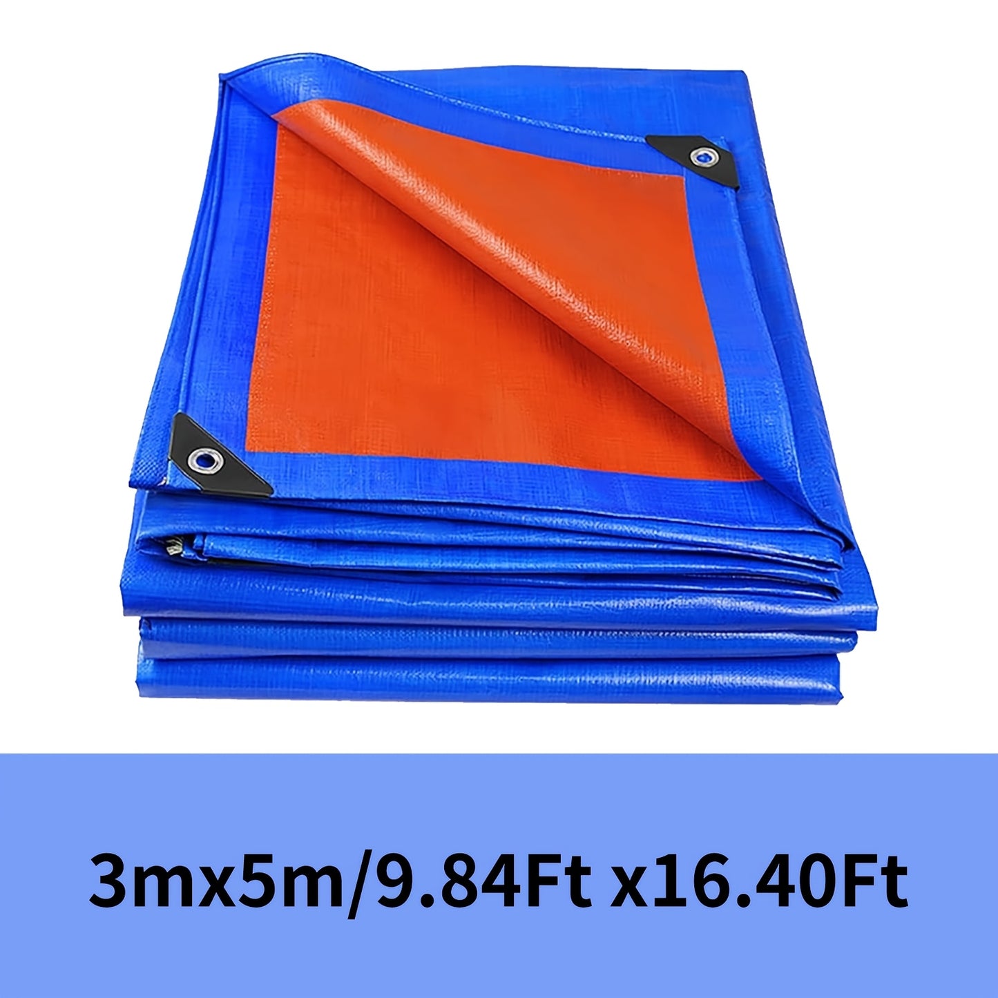 Durable rainproof tarpaulin with reinforced grommets for various uses such as truck cover, outdoor activities, camping, and tent accessories.