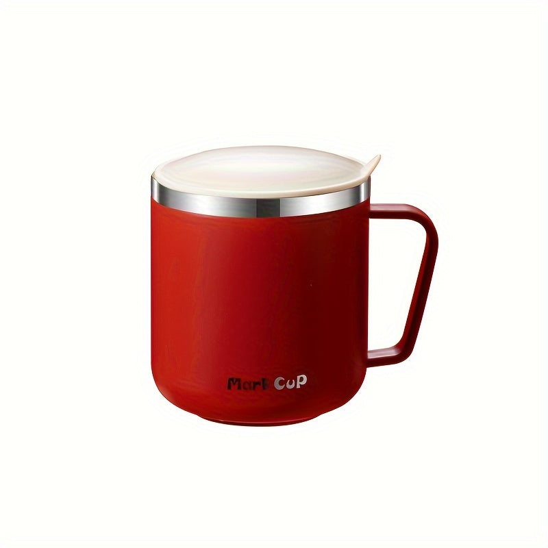 304 Stainless Steel Cup with Lid, Double Layer Seal, 400ml Office Tea Cup