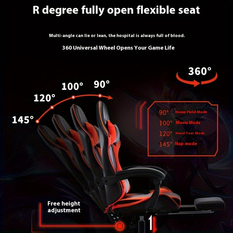 1pc Ergohuman Gaming Chair with adjustable headrest, 360° swivel, nylon frame, sponge filling, metal & plastic construction. Easy to clean without electricity needed.