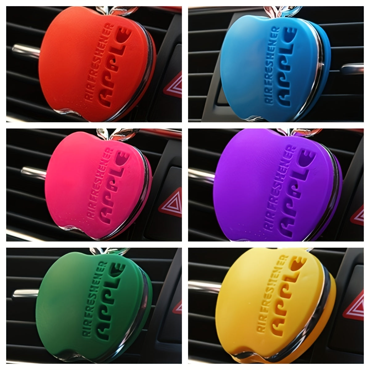 AAZRZR Apple-Shaped Car Air Freshener - Vibrant Multi-Color Scent Diffuser, Cute and Functional Auto Accessory, Alcohol-Free