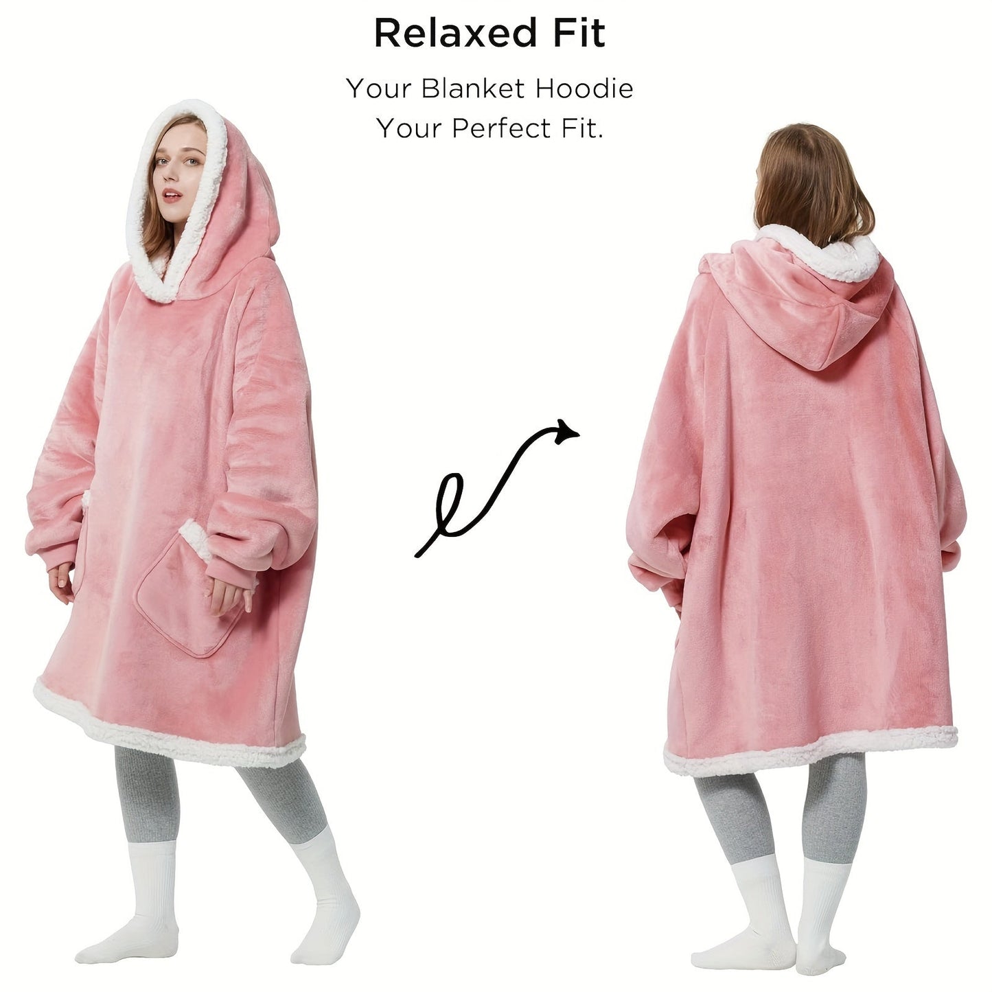 Oversized Wearable Blanket Hoodie with Sleeves - Cozy Hooded Blanket Perfect for Gifts for Girlfriend, Women, and Mom. Thickened and Super Soft material for ultimate comfort. Keep warm in this comfortable wearable hoodie blanket designed for adults.